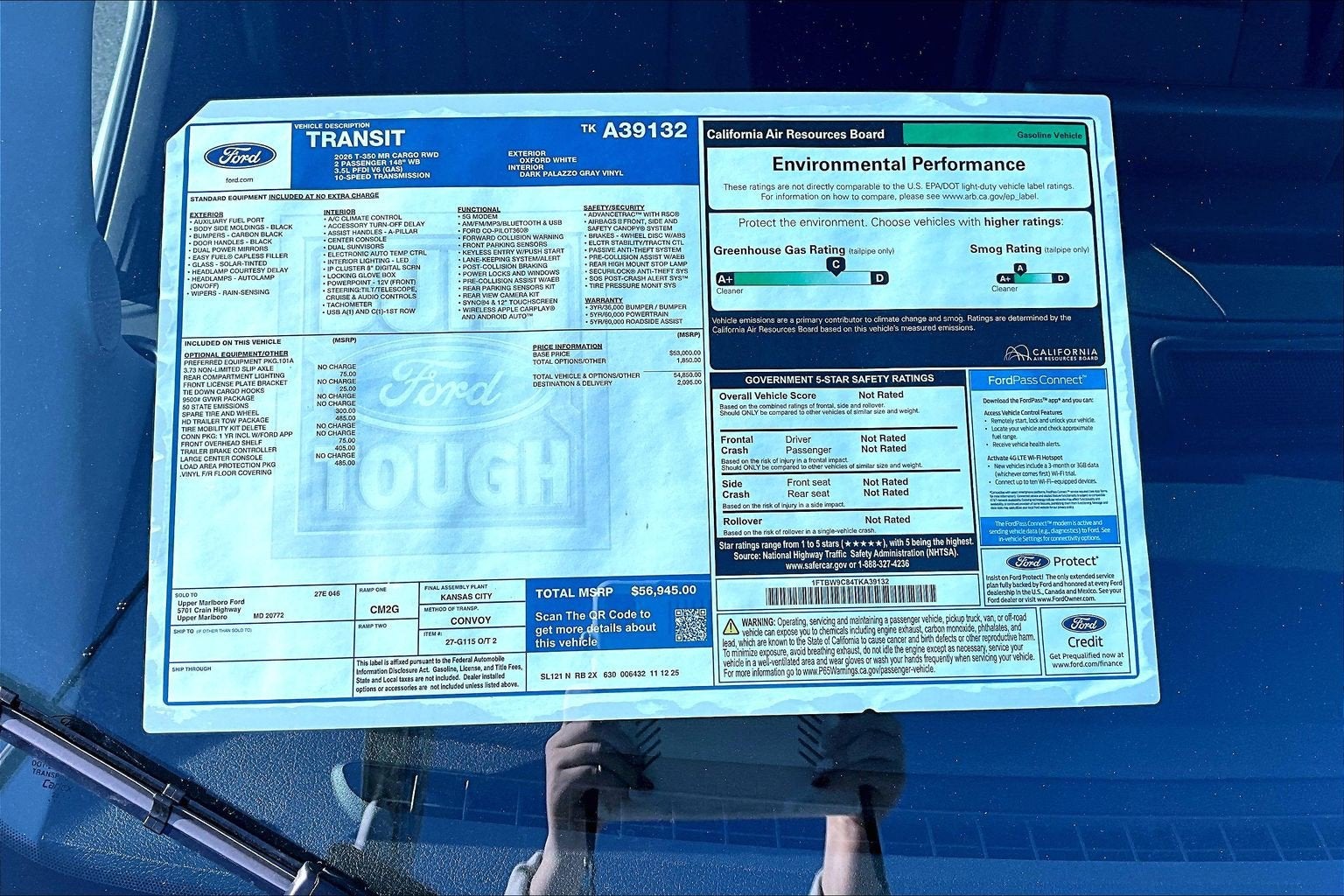 2026 Ford Transit Cargo Van T-350 148" Med Rf 9500 GVWR RWD