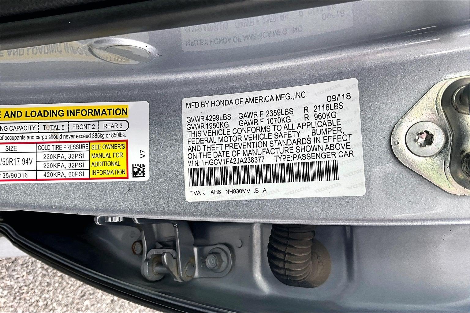 2018 Honda Accord Sedan EX 1.5T