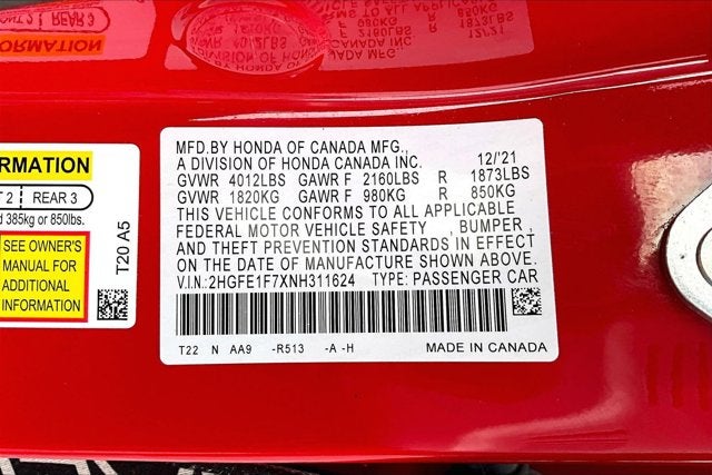 2022 Honda Civic Sedan EX