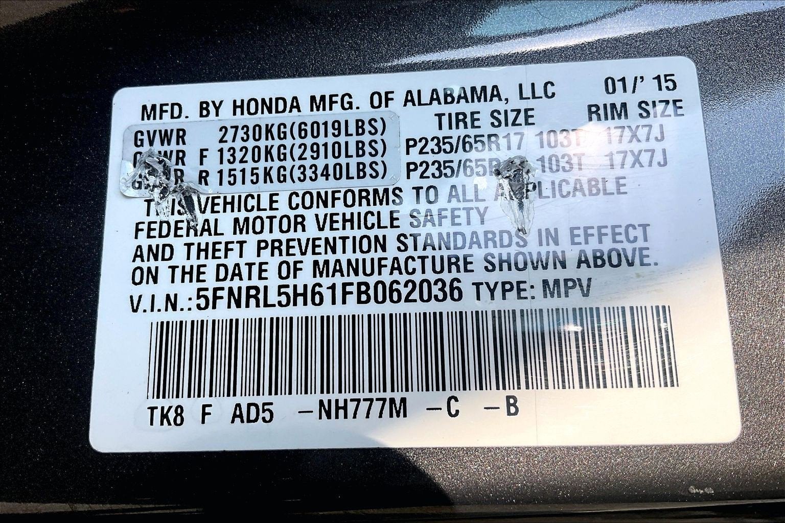 2015 Honda Odyssey EX-L