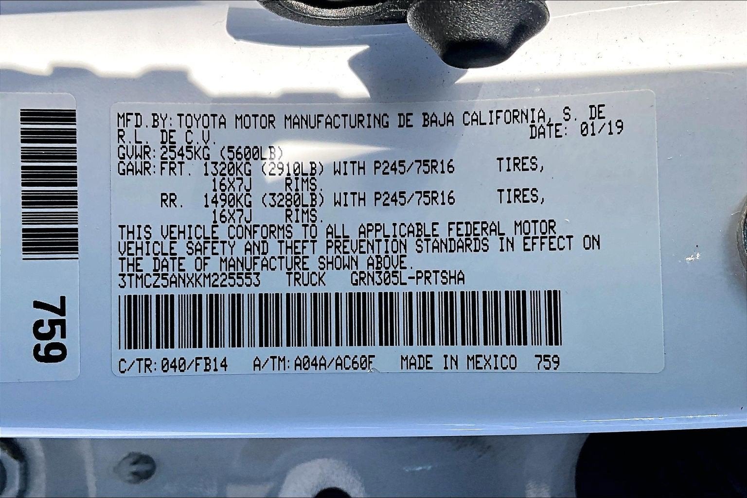 2019 Toyota Tacoma 4WD SR